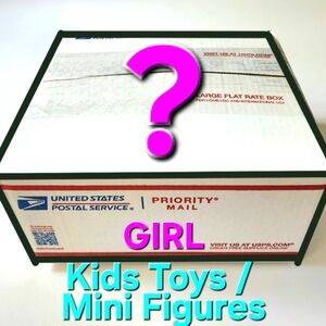 MYSTERY BOX of assorted GIRL kids toys... mini figures, animals, and more